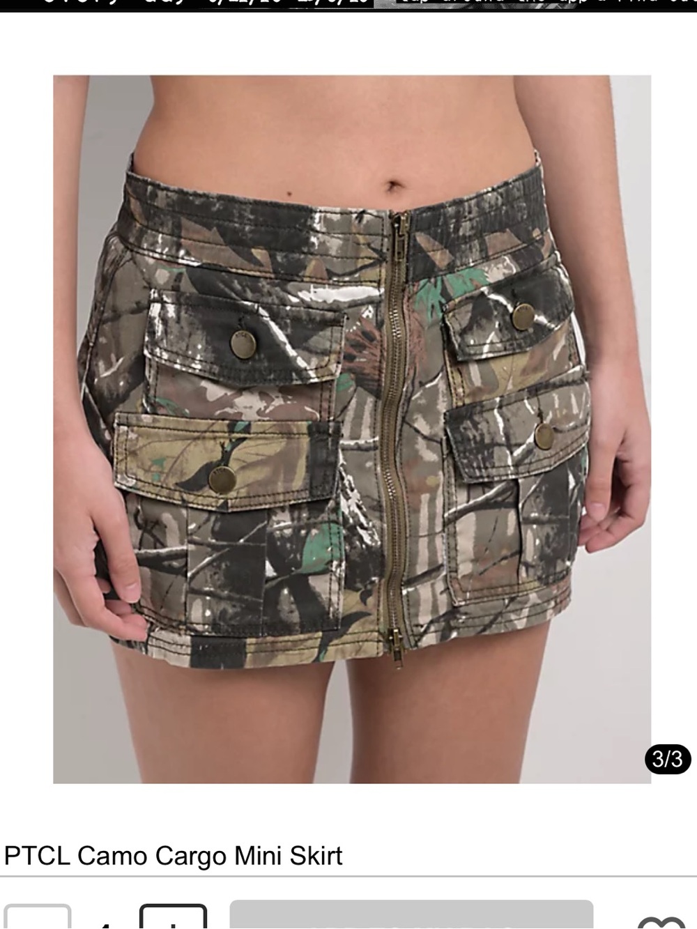 PTCL Camo Cargo Mini Skirt with Front Zip